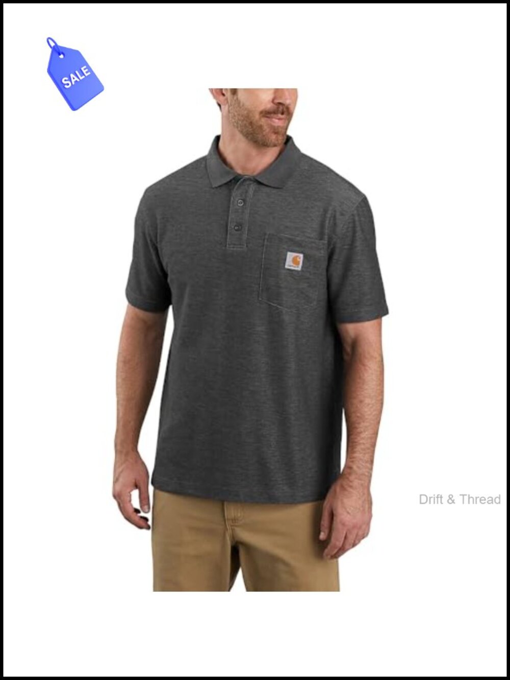 Carhartt Loose Fit Polo Work Shirt Short Sleeve Button Front